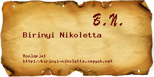 Birinyi Nikoletta névjegykártya